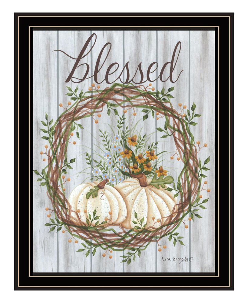 Blessed Wreath White Framed Print Wall Art