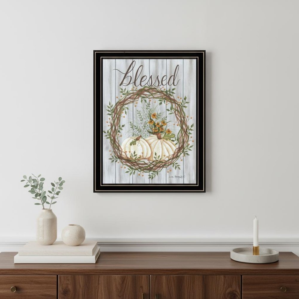 Blessed Wreath White Framed Print Wall Art