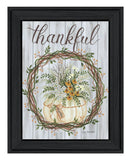 Thankful Wreath Black Framed Print Wall Art