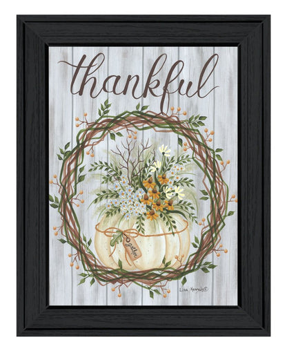Thankful Wreath Black Framed Print Wall Art
