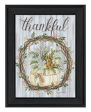 Thankful Wreath Black Framed Print Wall Art