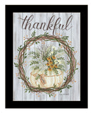 Thankful Wreath Black Framed Print Wall Art
