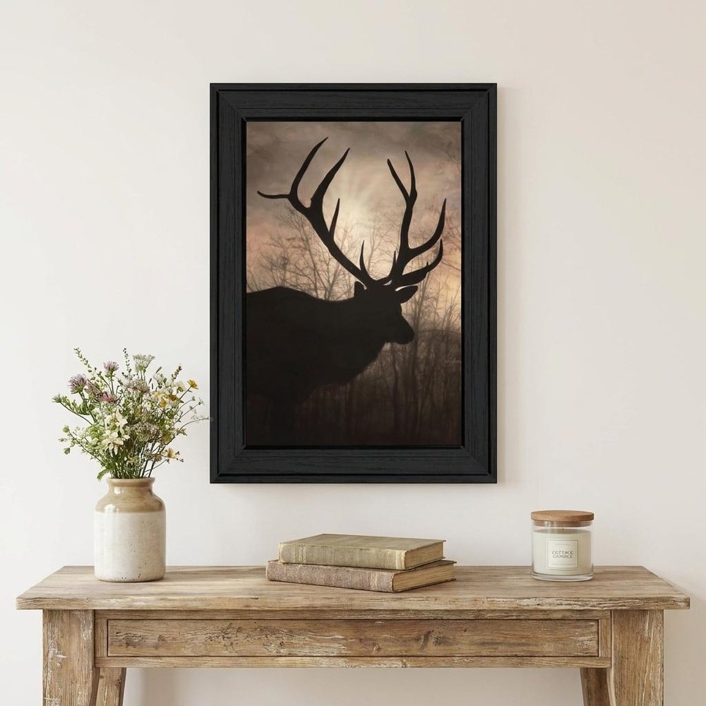 Elk Sunrise Black Framed Wall Art