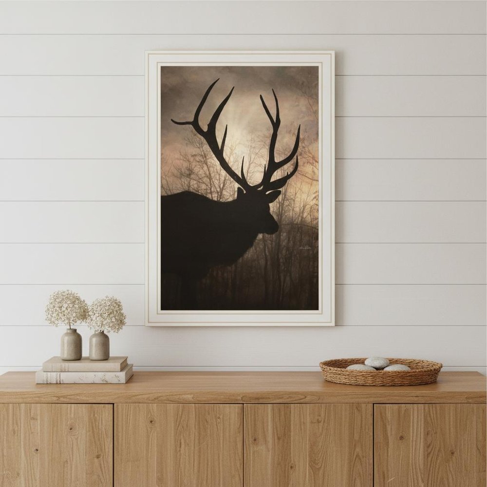 Elk Sunrise Black Framed Print Wall Art