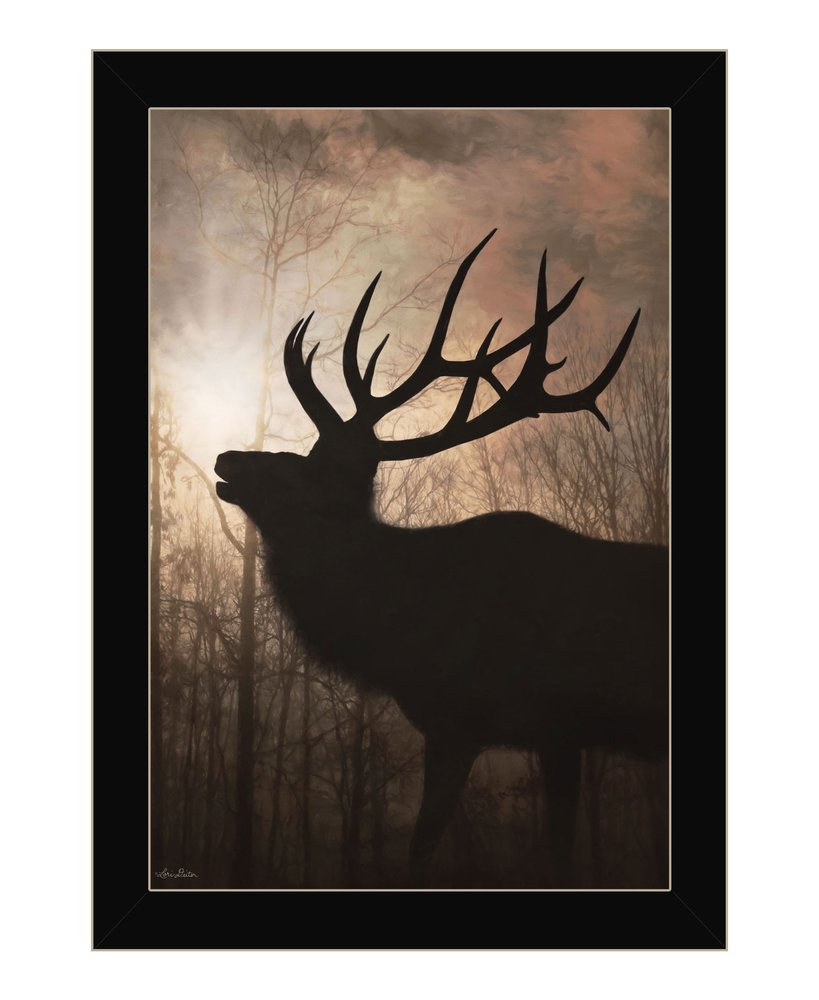 Elk Sunrise White Framed Print Wall Art
