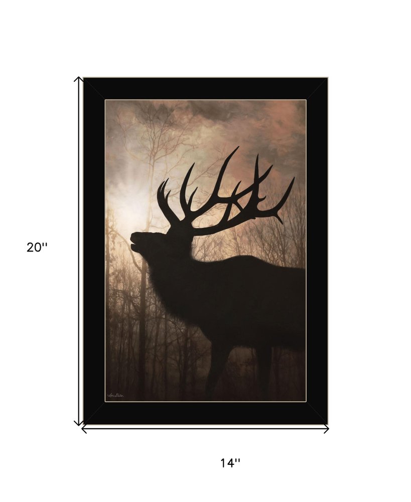 Elk Sunrise White Framed Print Wall Art