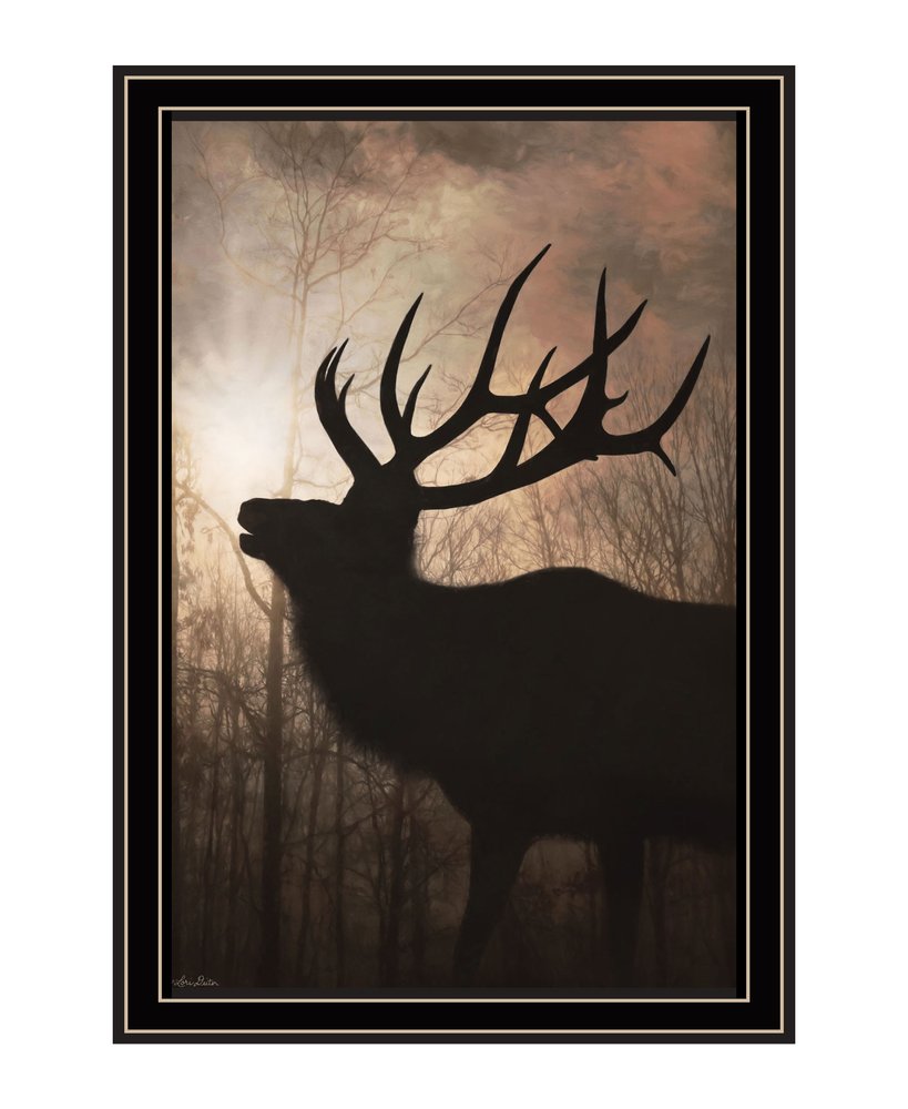 Elk Sunrise White Framed Print Wall Art