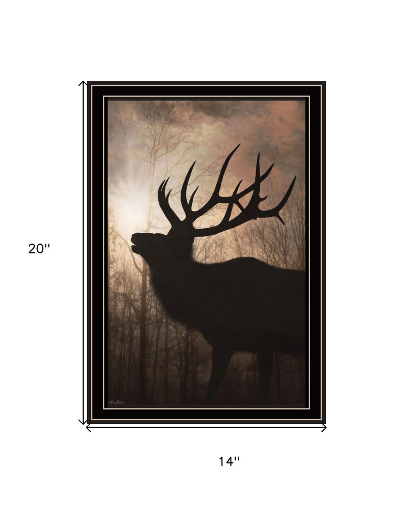 Elk Sunrise White Framed Print Wall Art