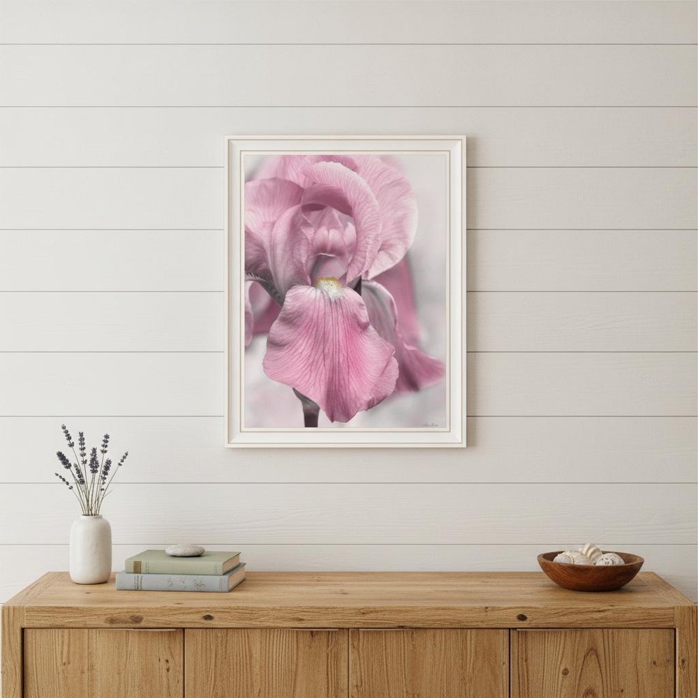 Pink Iris Black Framed Print Wall Art