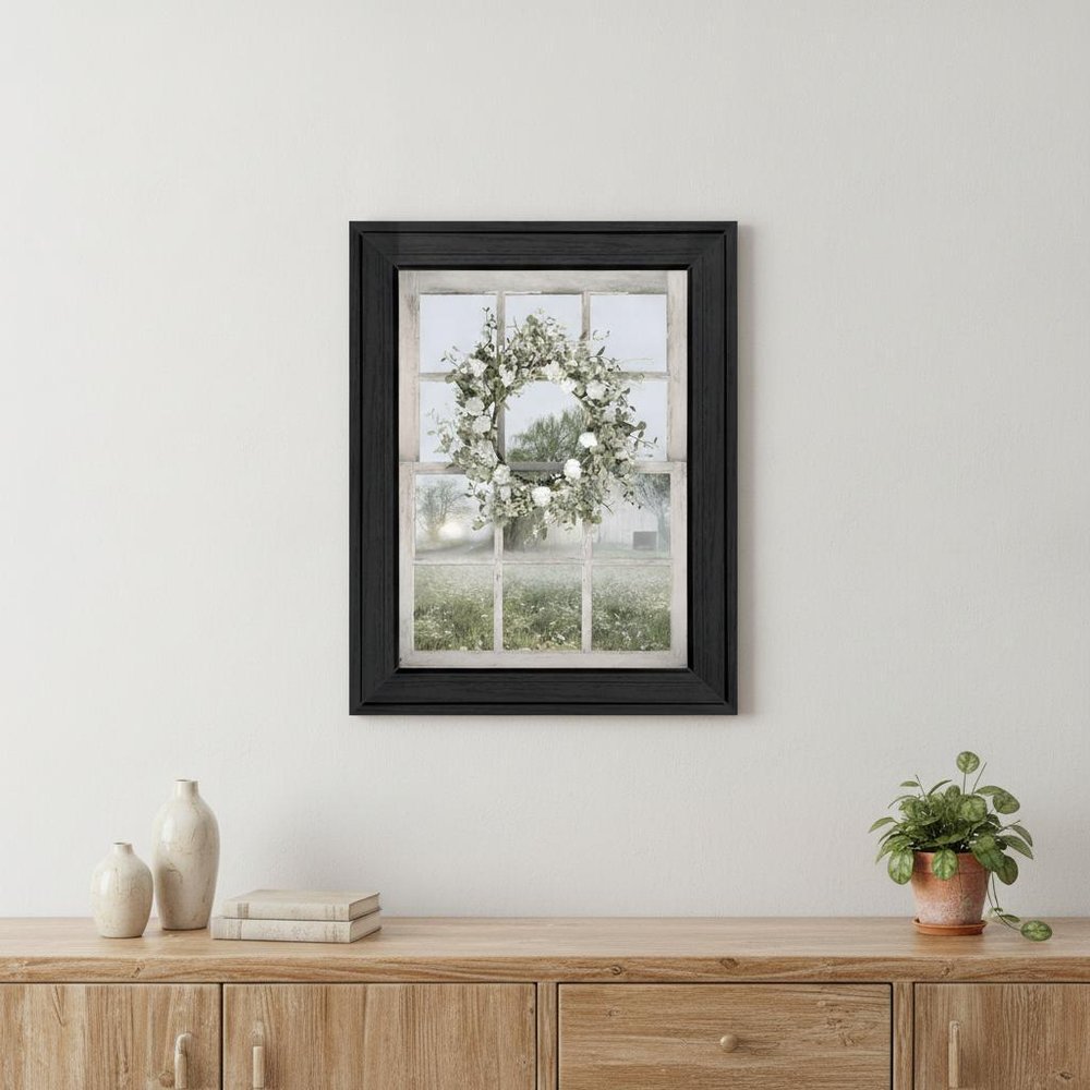 Spring Farm View Black Framed Print Wall Art