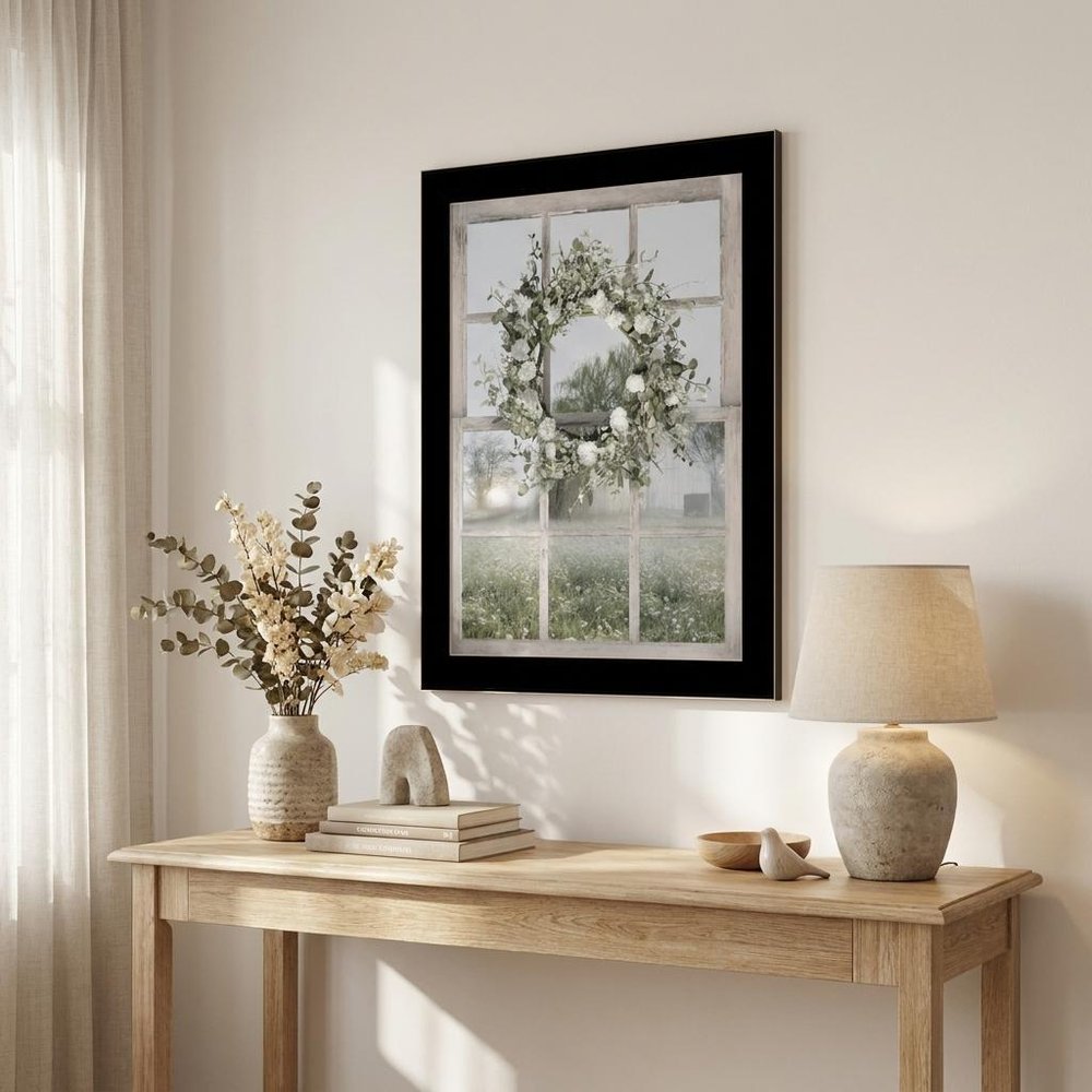 Spring Farm View Black Framed Print Wall Art