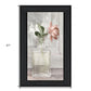 Cottage Peach Rose Black Framed Print Wall Art