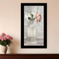 Cottage Peach Rose Black Framed Print Wall Art