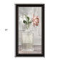 Cottage Peach Rose Black Framed Print Wall Art