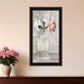 Cottage Peach Rose Black Framed Print Wall Art