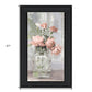 Cottage Peach Roses Black Framed Print Wall Art