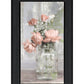 Cottage Peach Roses Black Framed Print Wall Art
