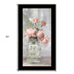 Cottage Peach Roses Black Framed Print Wall Art