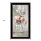Cottage Peach Roses Black Framed Print Wall Art