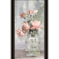 Cottage Peach Roses Black Framed Print Wall Art