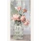 Cottage Peach Roses Black Framed Print Wall Art