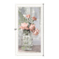 Cottage Peach Roses Black Framed Print Wall Art