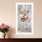 Cottage Peach Roses Black Framed Print Wall Art