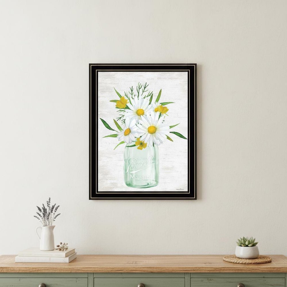 Floral Bouquet Black Framed Print Wall Art