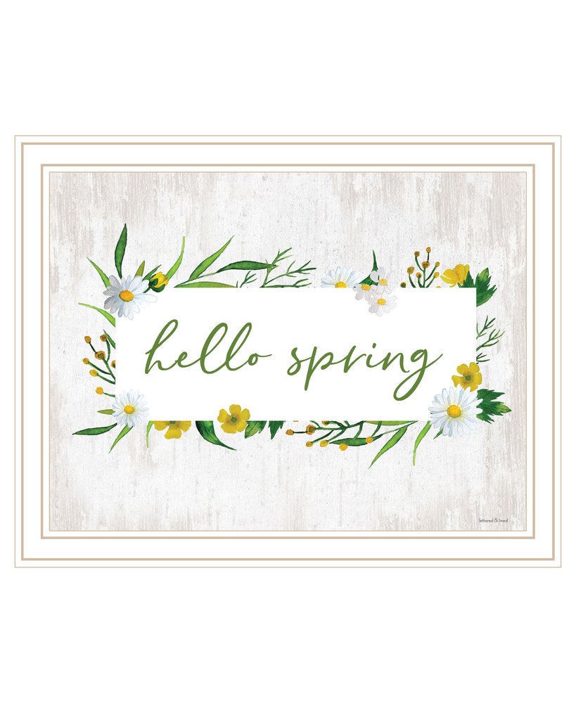 Hello Spring Black Framed Print Wall Art