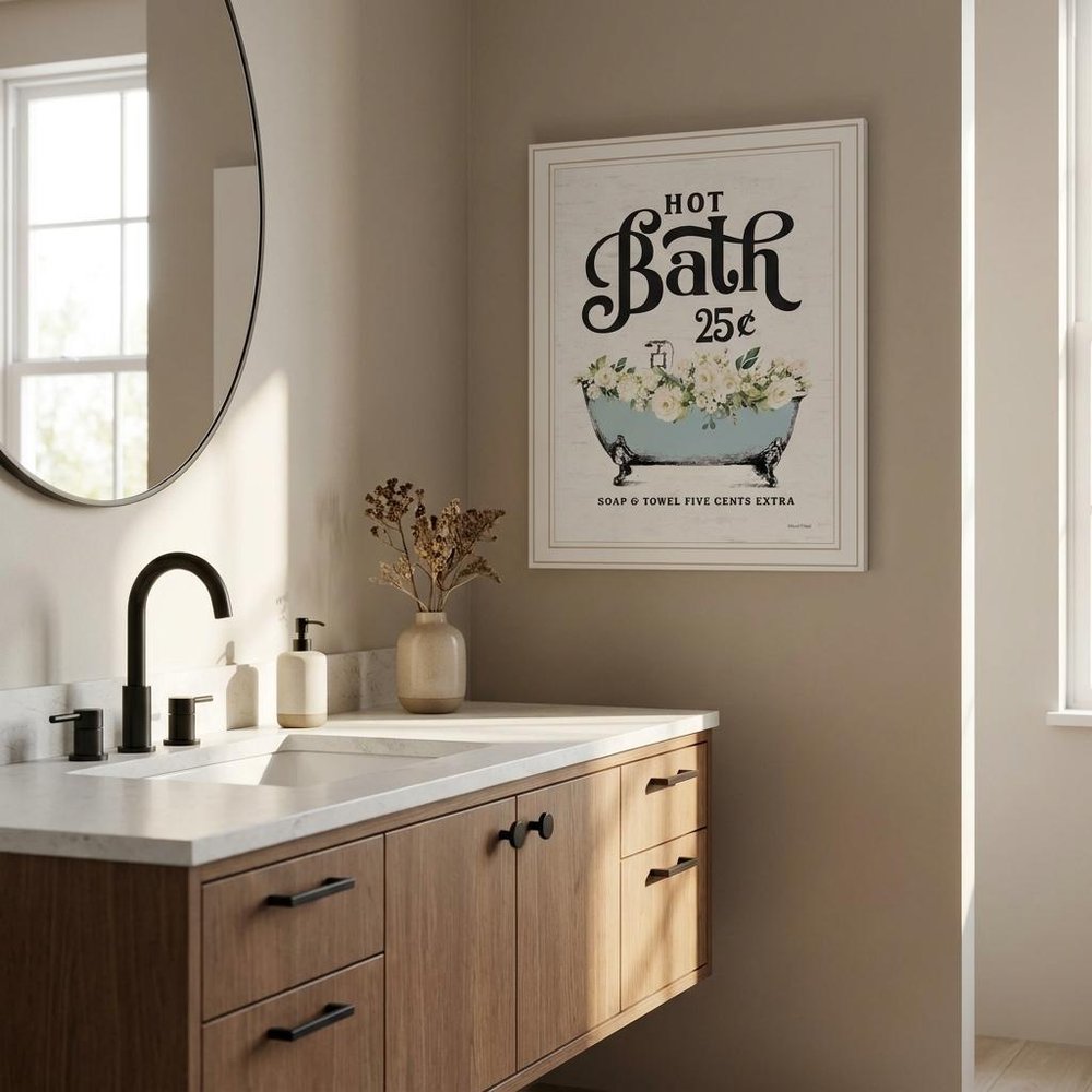 Hot Bath Black Framed Print Bathroom Wall Art