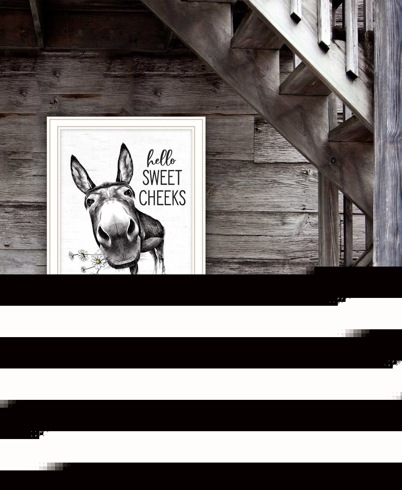 Hello Sweet Cheeks Donkey Black Framed Print Bathroom Wall Art