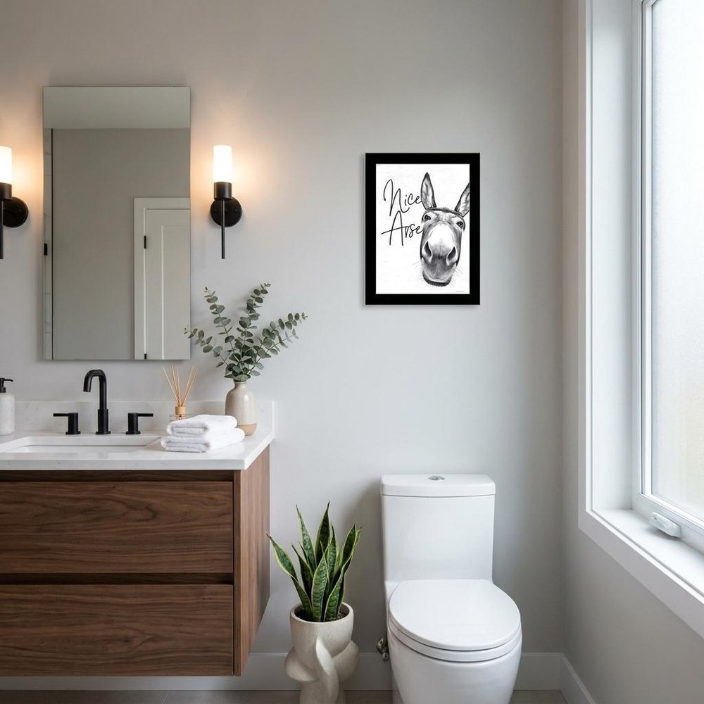 Nice Arse Black Framed Print Bathroom Wall Art