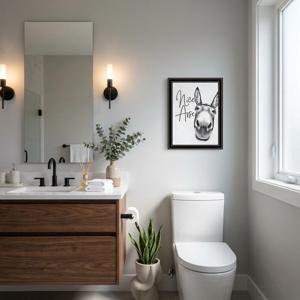 Nice Arse Black Framed Print Bathroom Wall Art
