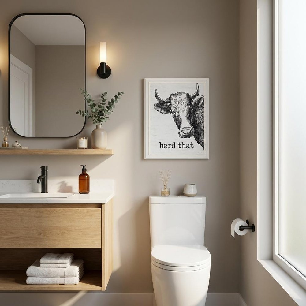 Herd That Black Framed Print Bathroom Wall Art