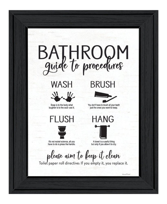 Bathroom Guide Black Framed Print Bathroom Wall Art