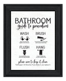 Bathroom Guide Black Framed Print Bathroom Wall Art