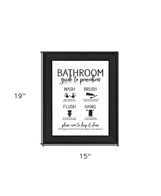 Bathroom Guide Black Framed Print Bathroom Wall Art