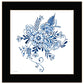 Floral Calligraphy Sketches Black Framed Print Wall Art