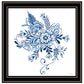 Floral Calligraphy Sketches Black Framed Print Wall Art