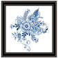 Floral Calligraphy Sketches Black Framed Print Wall Art