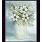 White Blooms Black Framed Print Wall Art