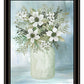 White Blooms Black Framed Print Wall Art