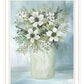 White Blooms Black Framed Print Wall Art