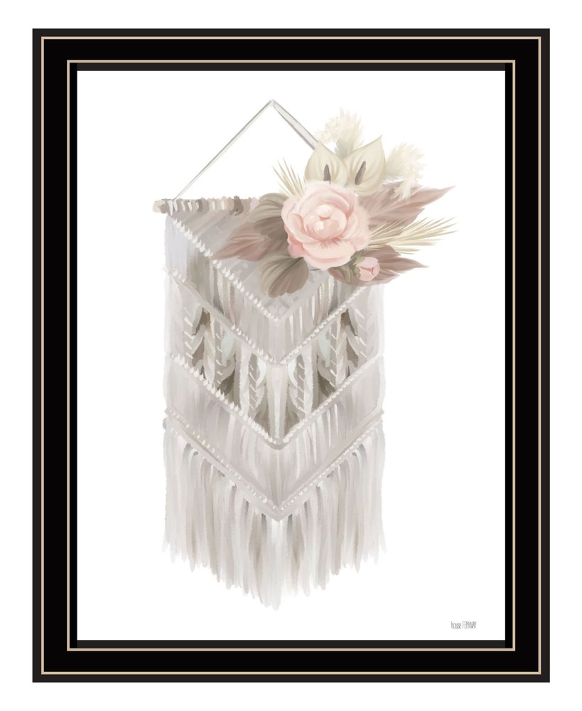BOHEMIAN MACRAME White Framed Print Wall Art