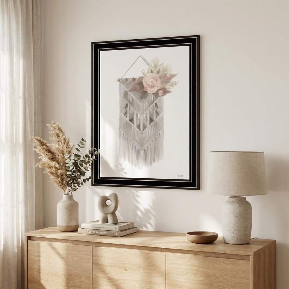 BOHEMIAN MACRAME White Framed Print Wall Art