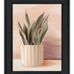Striped Bohemian Plant Black Framed Print Wall Art
