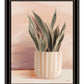 Striped Bohemian Plant Black Framed Print Wall Art