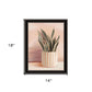 Striped Bohemian Plant Black Framed Print Wall Art