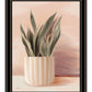 Striped Bohemian Plant Black Framed Print Wall Art