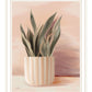 Striped Bohemian Plant Black Framed Print Wall Art